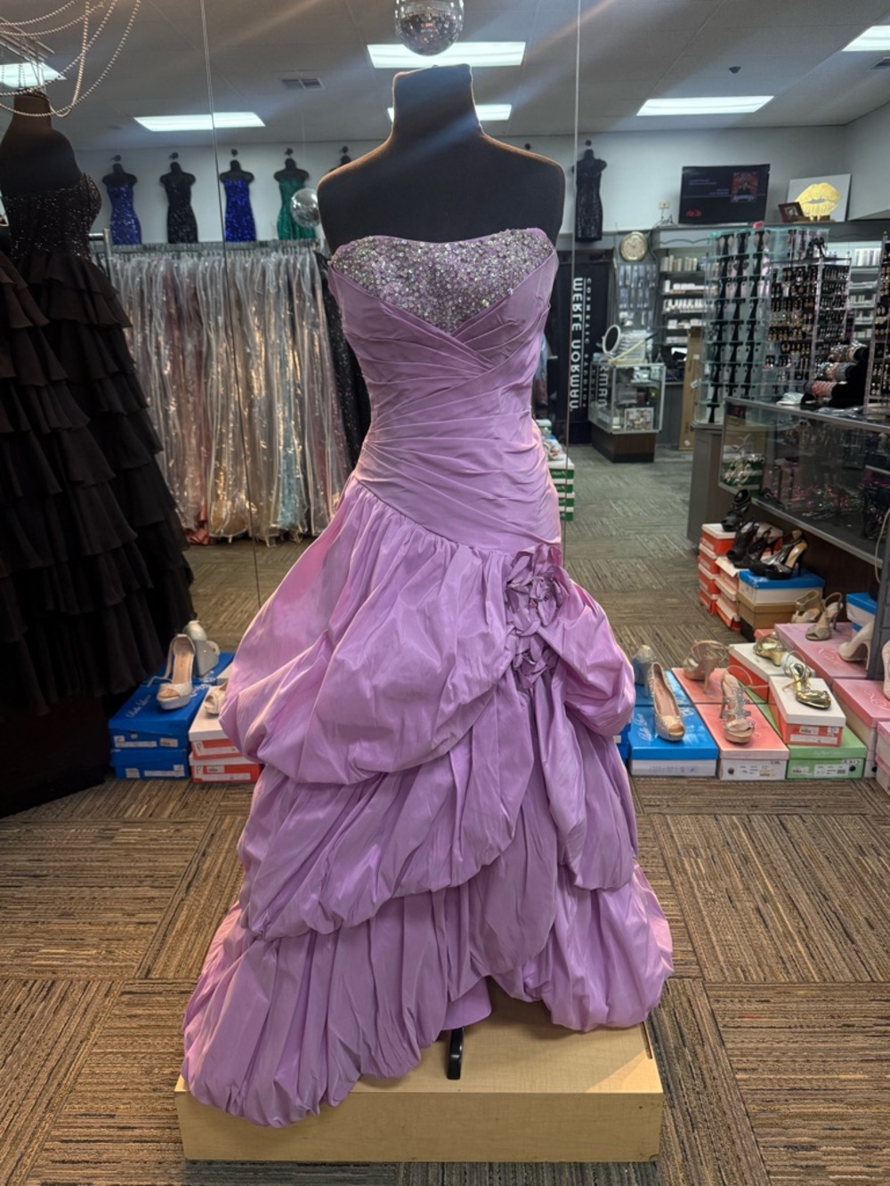 PRECIOUS FORMALS SZ-4 20312 LILAC STRAPLESS FORMAL PAGEANT PROM DRESS